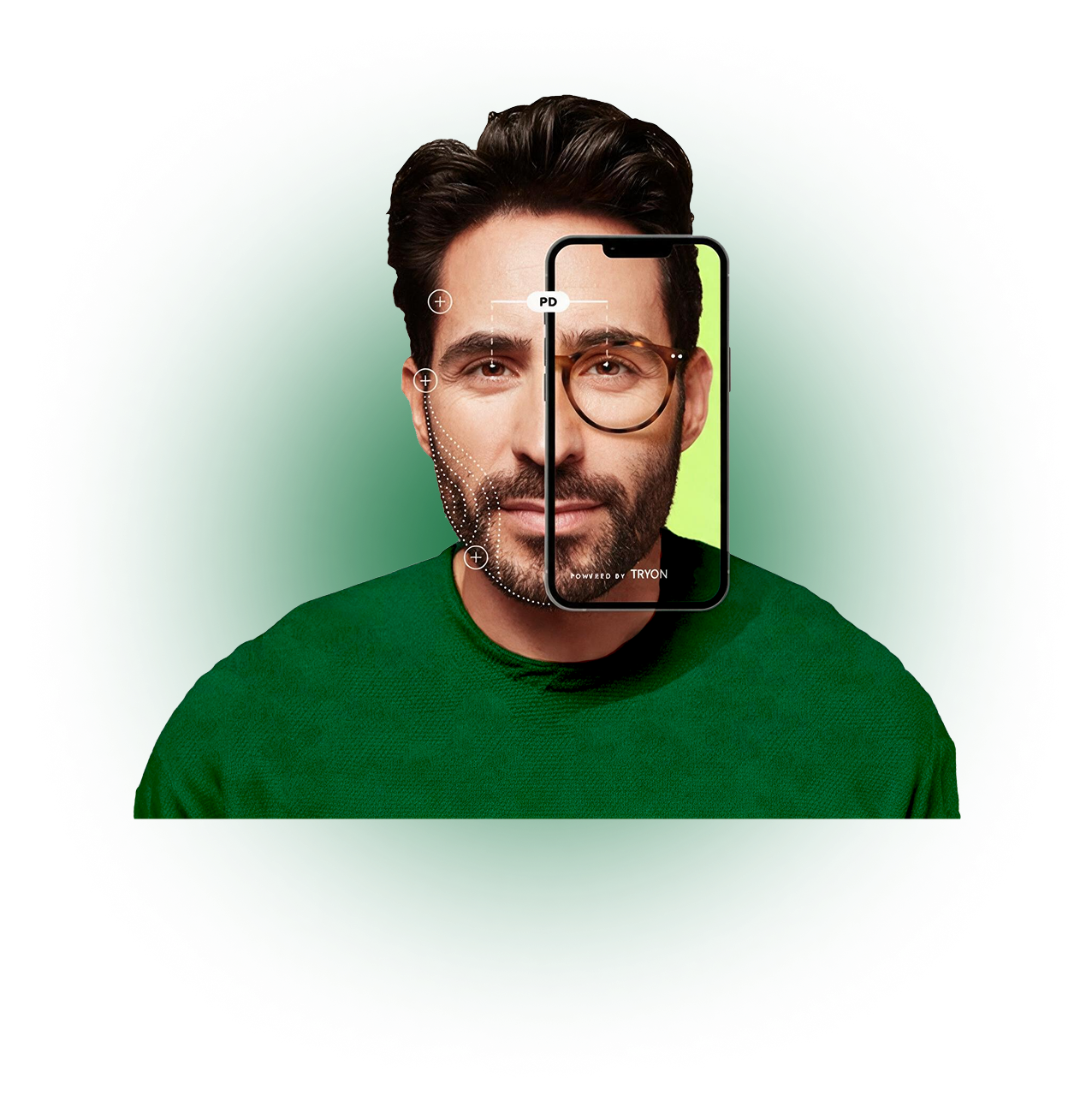 Face scan with pupillary distance measurement, powered by TryOn